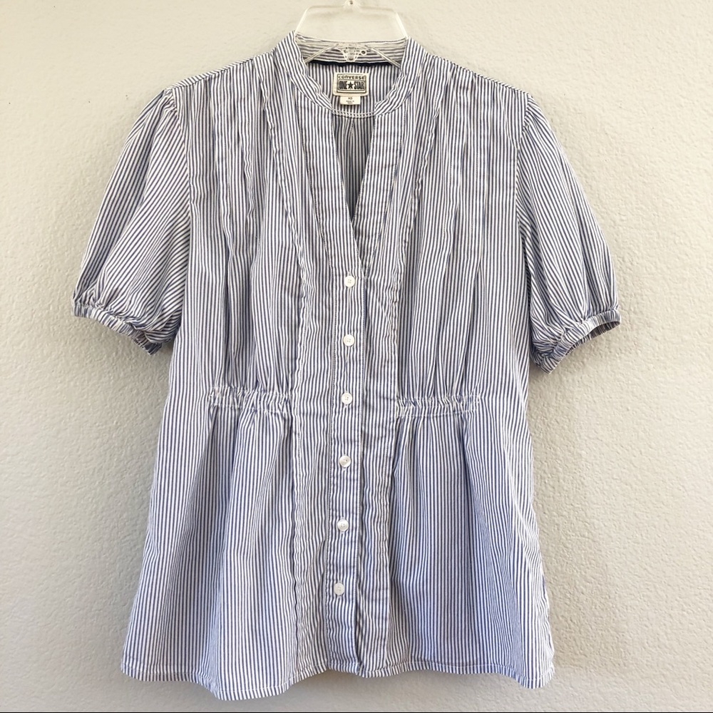 Converse White & Blue Striped Button Down Shirt XS